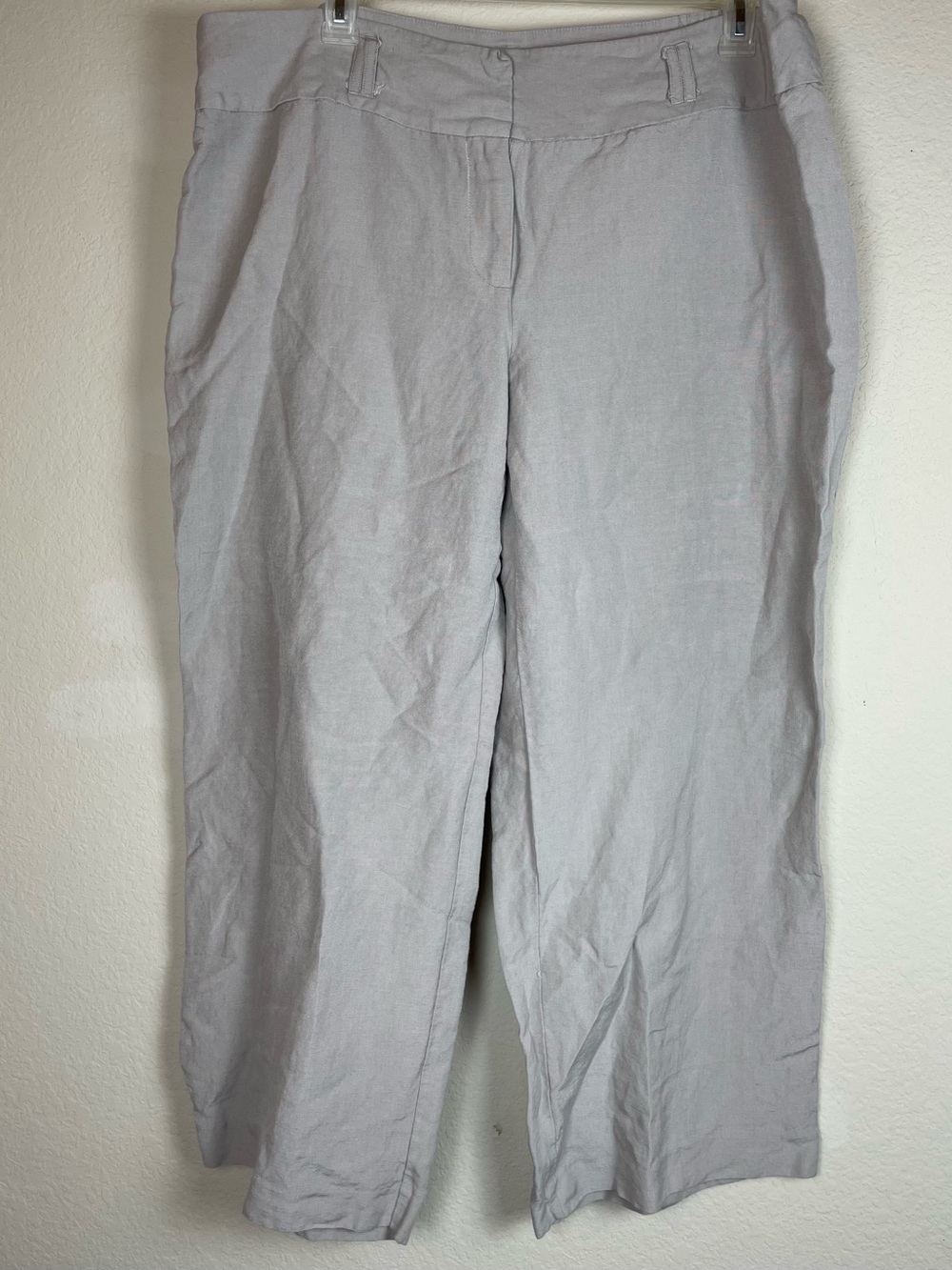 Emma James Womens Tan Cropped Wide-Leg Linen Rich Pants - Size 20W